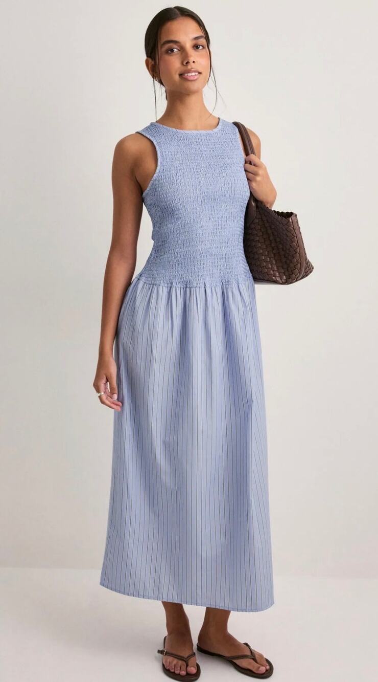 New O.P.T Vmleya Stripe Smock Dress O.P.T sz S - Picture 1 of 4